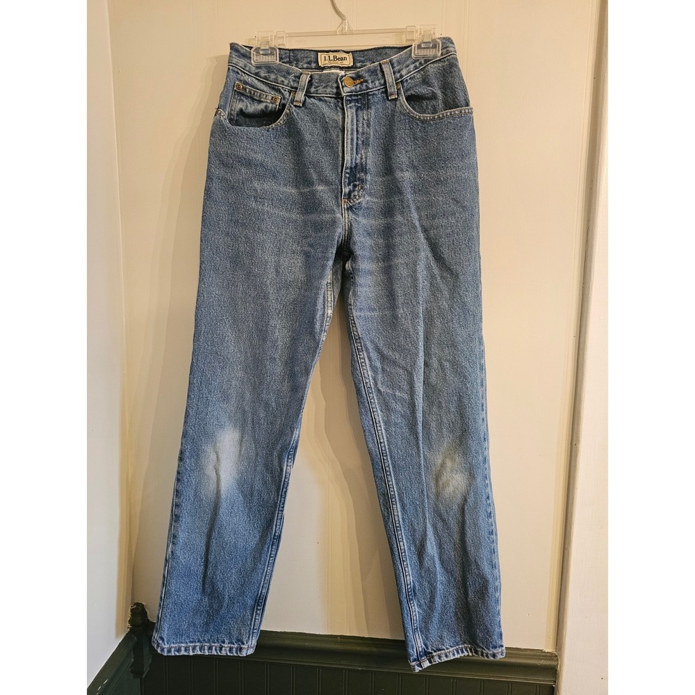 LL Bean Relaxed Fit High Rise Blue Denim Jeans Womens Size 10 Reg OMW13